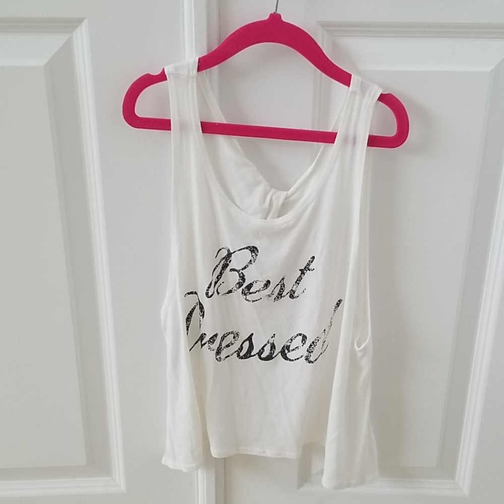 Girls white tank top with open back